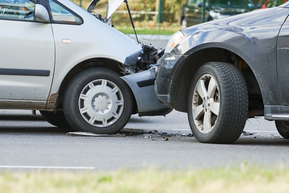 Car crash accident on street of Calgary